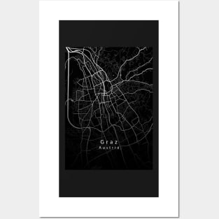 Graz Austria City Map dark Posters and Art